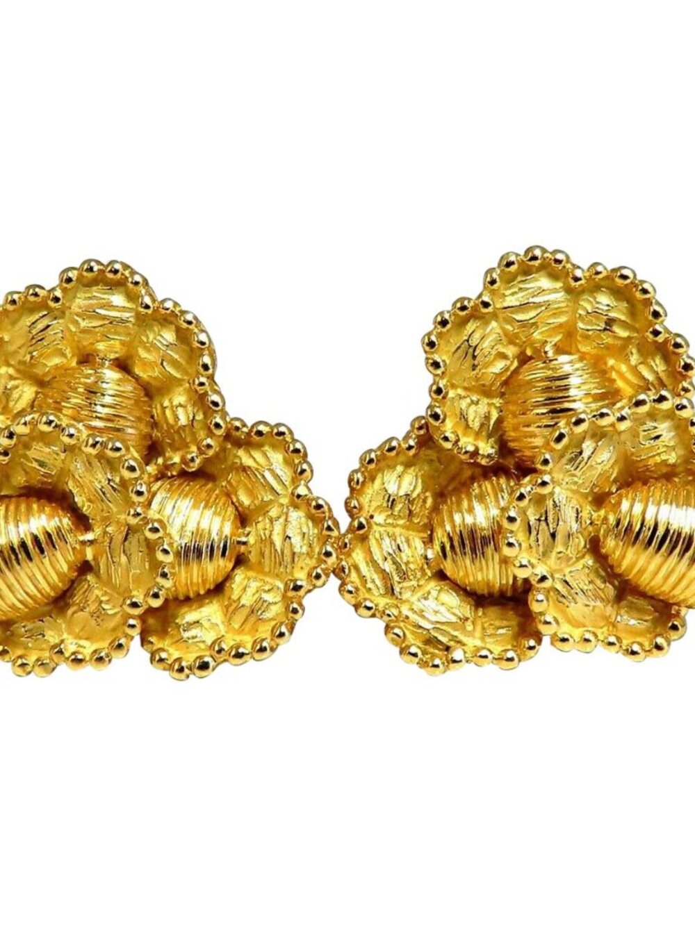 Authentic Tiffany & Co. Three-Tiered Floral Cluster Clip Earrings*